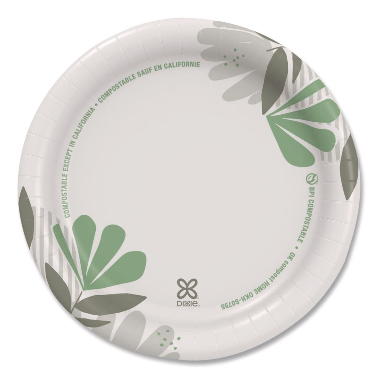 Dixie Pathways Soak-Proof Shield WiseSize 6.88 in. Paper Plates - Green/Burgundy (500/Carton)